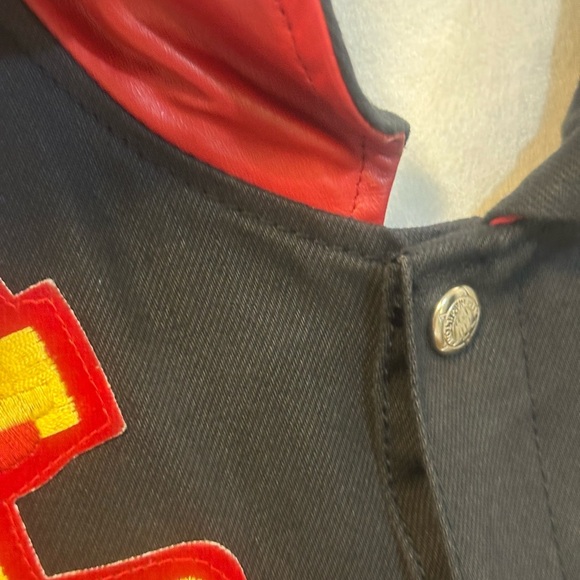 JEFF HAMILTON - RARE Vintage 90’s 30 Team Logo NFL Black Denim Jacket SZ Large - Picture 6 of 16